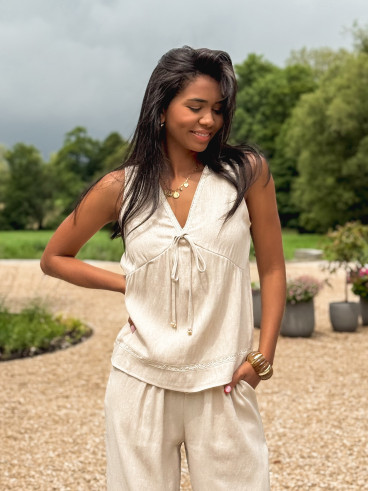 Blouse sans manches Léonia - Beige