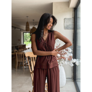 Blouse sans manches Léonia - Chocolat