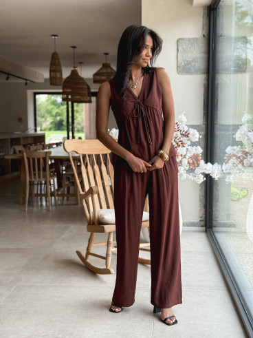 Blouse sans manches Léonia - Chocolat