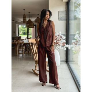 Blouse sans manches Léonia - Chocolat