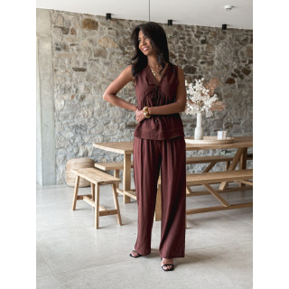 Blouse sans manches Léonia - Chocolat