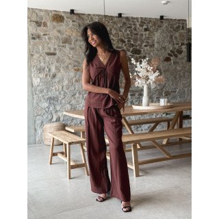 Blouse sans manches Léonia - Chocolat