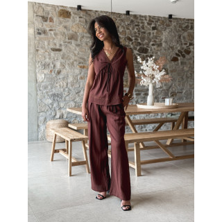 Blouse sans manches Léonia - Chocolat