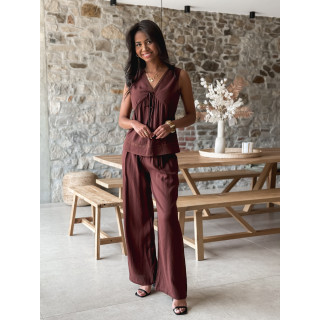 Blouse sans manches Léonia - Chocolat