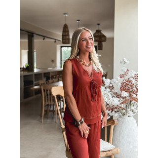 Blouse sans manches Léonia - Brique