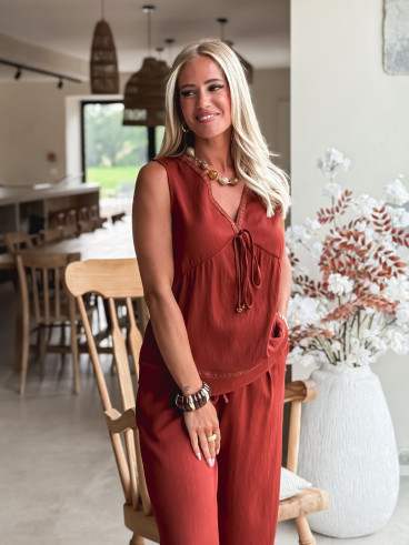 Blouse sans manches Léonia - Brique