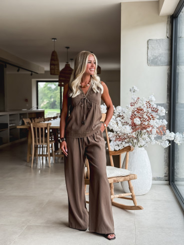 Blouse sans manches Léonia - Kaki/Taupe