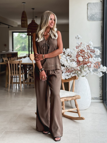 Blouse sans manches Léonia - Kaki/Taupe