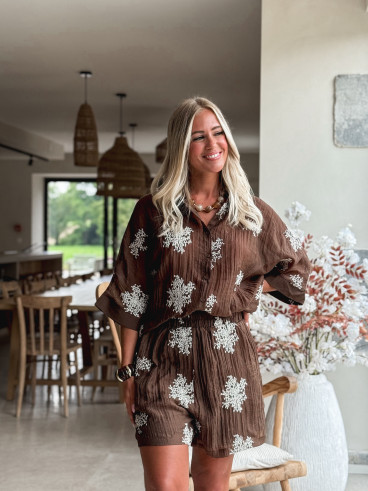 Short à motifs Shany - Marron