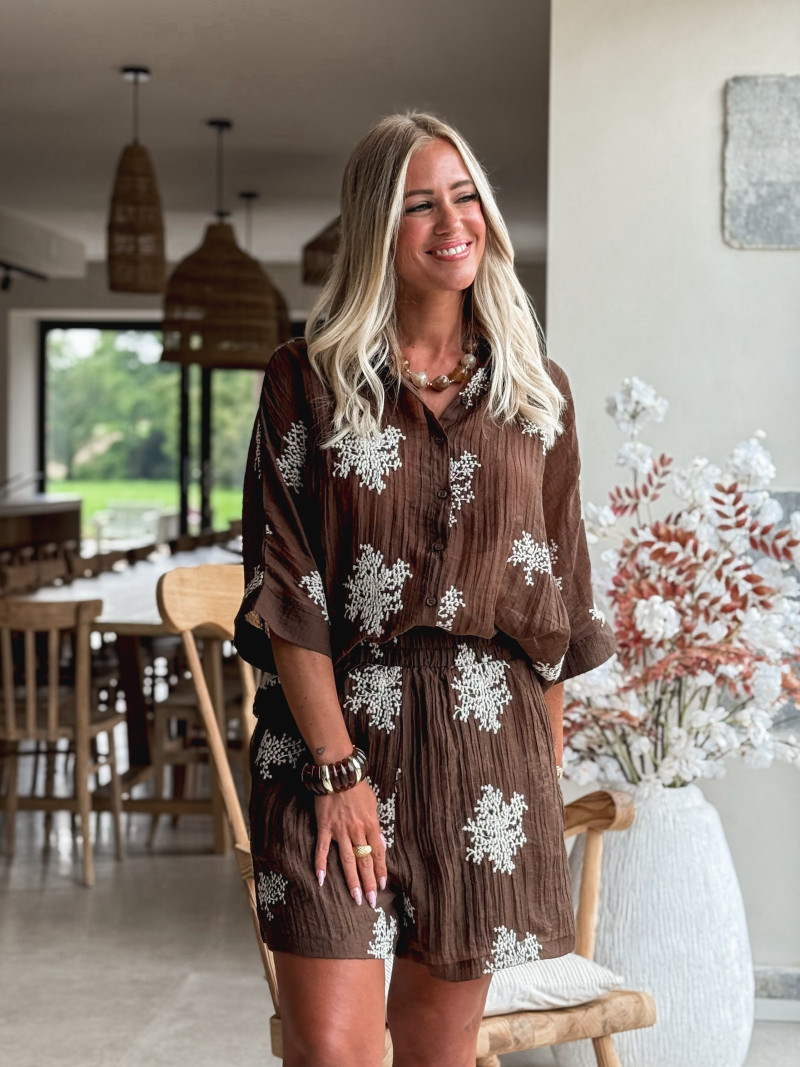 Short à motifs Shany - Marron
