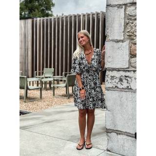 Robe courte à fleurs Marilène - Noir