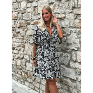 Robe courte à fleurs Marilène - Noir