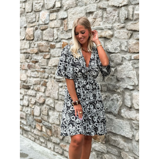 Robe courte à fleurs Marilène - Noir