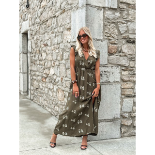 Robe longue à motifs Félisa - Kaki