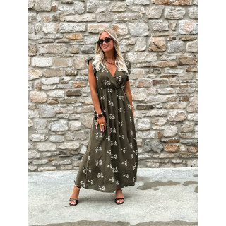 Robe longue à motifs Félisa - Kaki