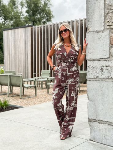 Combinaison pantalon à motifs Loélie - Chocolat
