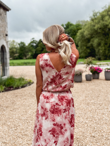 Robe longue à fleurs Aëlys - Rose