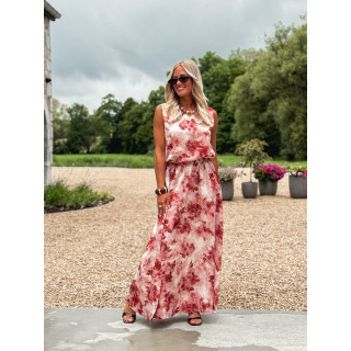 Robe longue à fleurs Aëlys - Rose