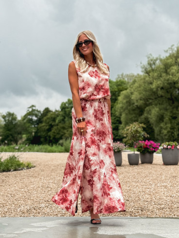 Robe longue à fleurs Aëlys - Rose