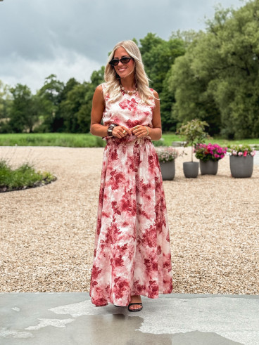 Robe longue à fleurs Aëlys - Rose