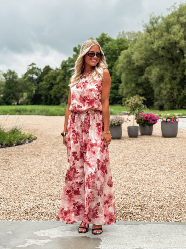 Robe longue à fleurs Aëlys - Rose