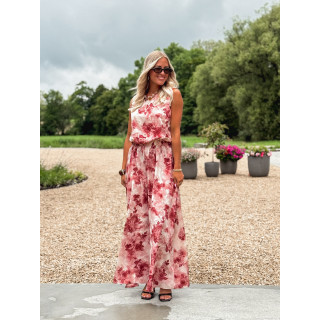 Robe longue à fleurs Aëlys - Rose
