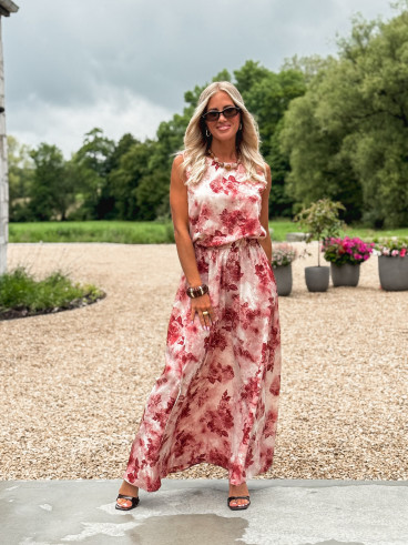 Robe longue à fleurs Aëlys - Rose