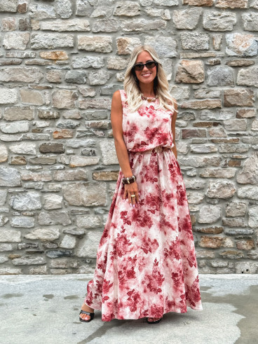 Robe longue à fleurs Aëlys - Rose