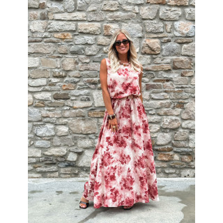 Robe longue à fleurs Aëlys - Rose