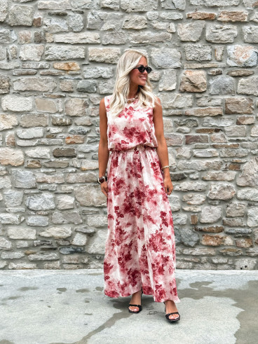 Robe longue à fleurs Aëlys - Rose