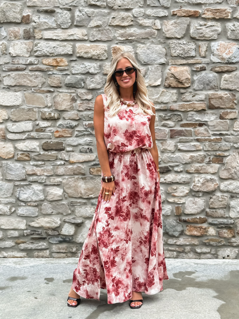 Robe longue à fleurs Aëlys - Rose