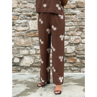 Pantalon à fleurs Alessya - Chocolat