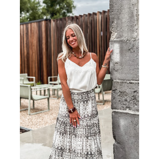 Jupe longue à motifs Sloane - Ecru/Gris