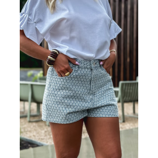 Short à fleurs Danitta - Bleu/Blanc
