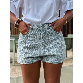 Short à fleurs Danitta - Bleu/Blanc