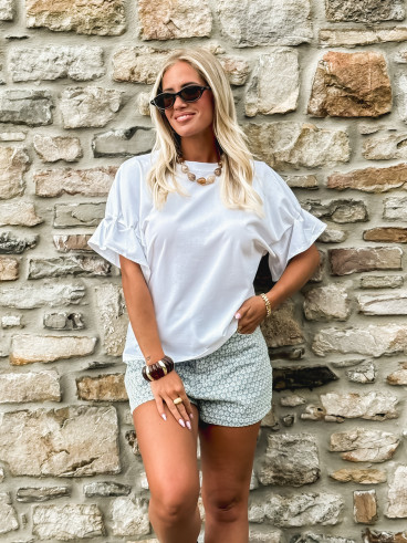 Short à fleurs Danitta - Bleu/Blanc