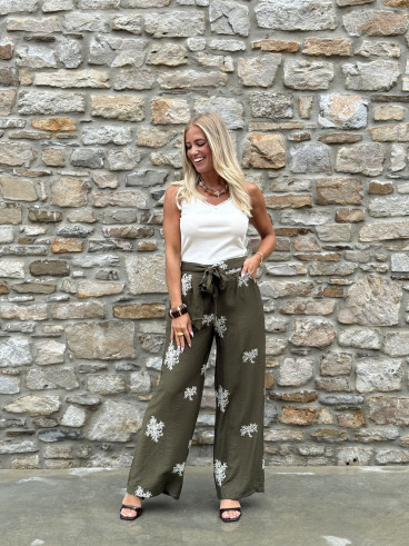 Pantalon à motifs Sykia - Kaki