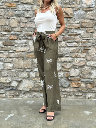 Pantalon à motifs Sykia - Kaki