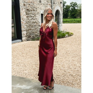 Robe longue satinée Madilyn - Bordeaux
