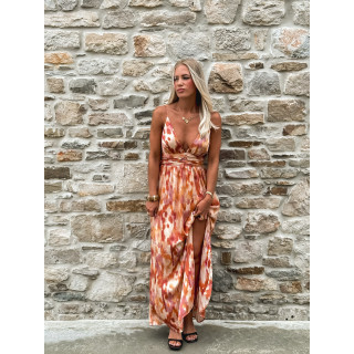Robe longue à motifs Jillian - Beige/Orange