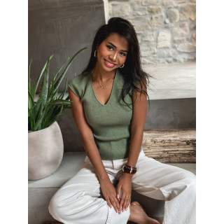 Pull sans manches Laélia - Kaki