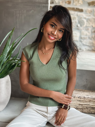 Pull sans manches Laélia - Kaki
