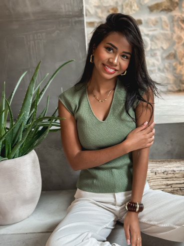 Pull sans manches Laélia - Kaki