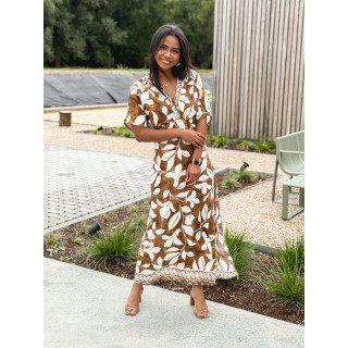 Robe longue Katara - Camel/Ecru