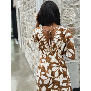 Robe longue Katara - Camel/Ecru
