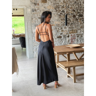 Robe longue satinée Jayda - Noir
