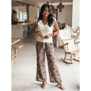 Pantalon à motif ethnique Asma - Noir/Brique