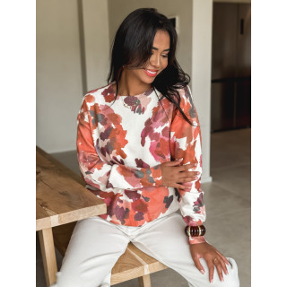 Pull à motif Annie - Ecru/Brique