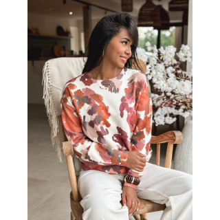 Pull à motif Annie - Ecru/Brique