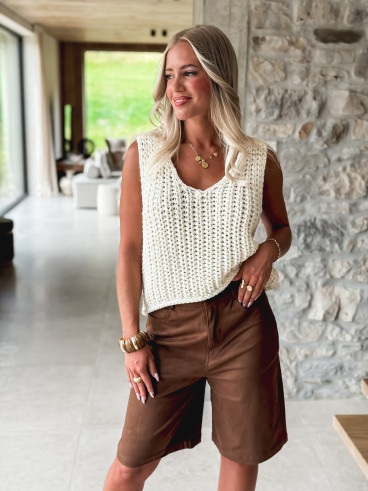 Pull sans manches Loreine - Ecru